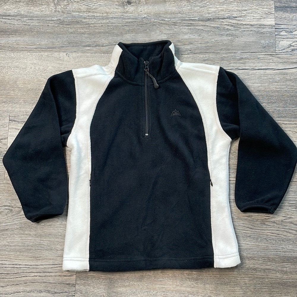 Snozu Boys Black and White Pullover 1/4 Zip Microfleece Jacket, size 7